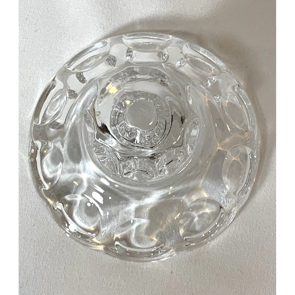 Gorham Candle Holder‎ Crystal Vintage Round Pedestal 4 inch wide Taper Ball